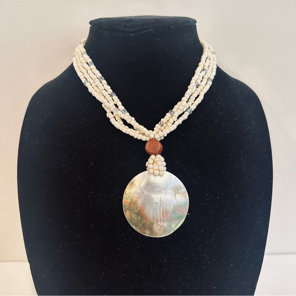 Avon Mother of Pearl Pendant Statement Necklace